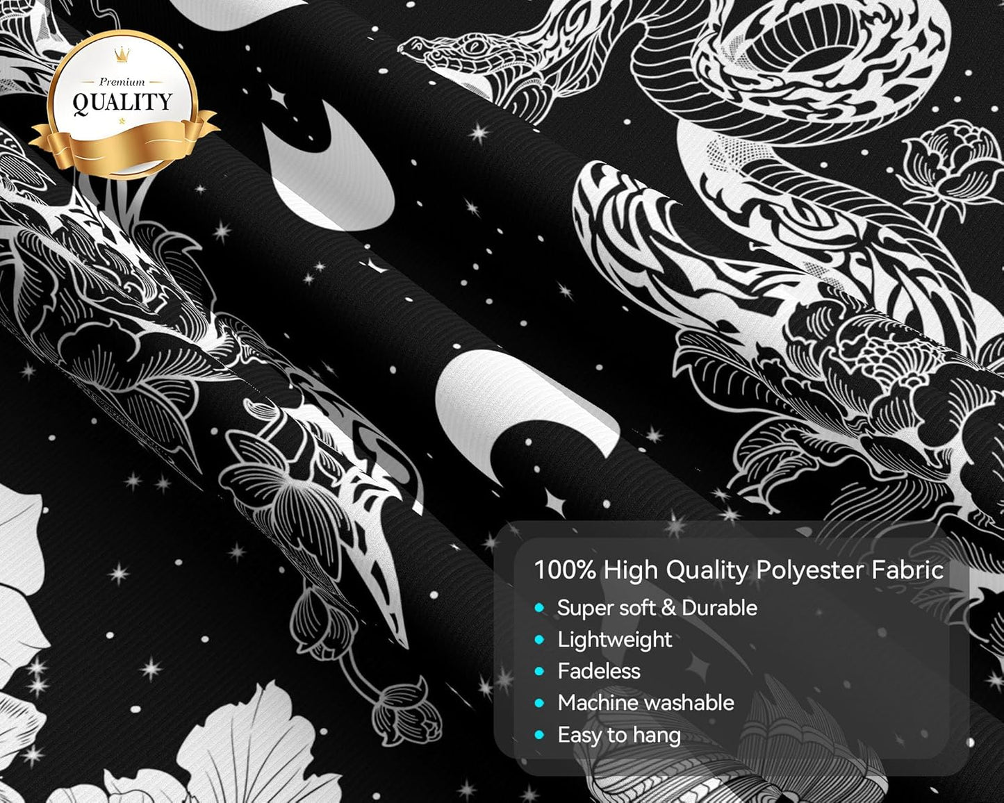 dueeia Moon Phase Witchy Tapestry Wall Hanging Snake Witch Occult Black and White Dark Tapestries for Bedroom Aesthetic Living Room Wall Decor (78.7"x59.1")