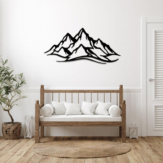 METALPLEX Mountain Range Metal Wall Art - Fade-Resistant and Rust-Free Indoor & Outdoor Aluminum Composite Wall Decor - Home Decor Wall Art For Living Room and Bedroom Decorations - Black (47" x 22")