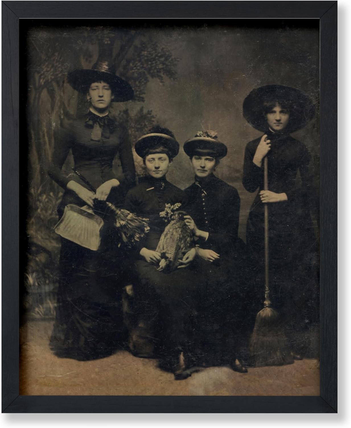 Poster Master Vintage Photograph Poster - Retro Halloween Print - Gift for Artist, Friend - Four Witches Wearing Robes, Sabbath, Coven, Sorcery - Wall Decor for Home, Office, 18x24 Unframed Wall Art