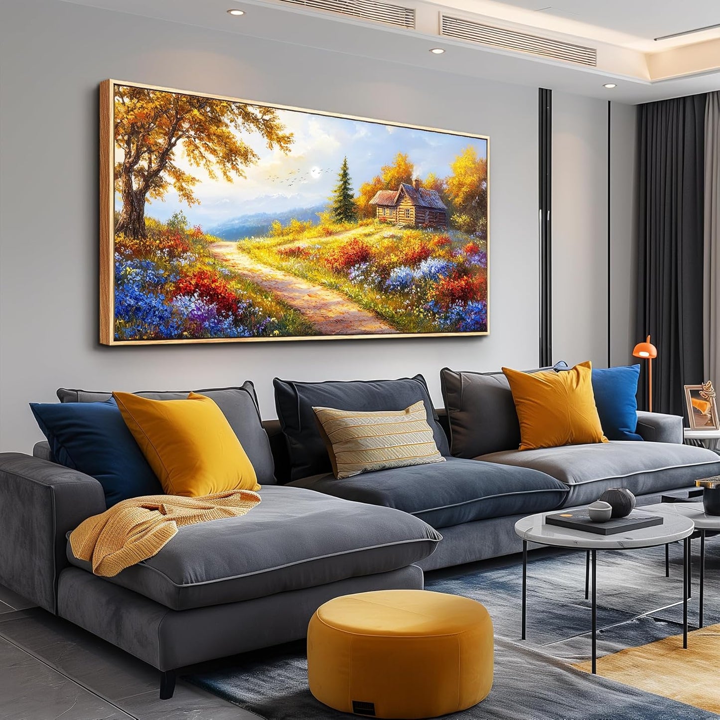 KELIYUAN Large Wall Decor For Living Room Framed Canvas Wall Art For Farmhouse Office Mural For Bedroom Landscape Painting Print Artworks Pictures Dining Room Kitchen Modern Home Decor 30"X60"