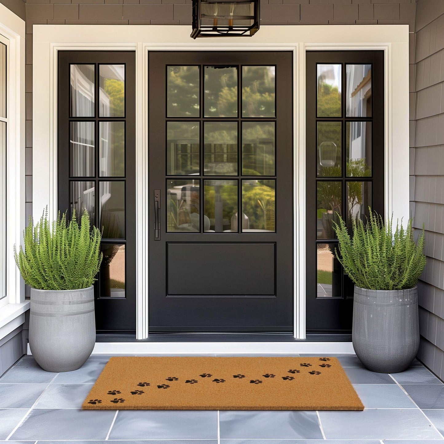 Barnyard Designs Natural Coco Coir Heavy Duty Backing Doormat - Large Cute Non-Slip Front Door Welcome Mat for Outside Entrance or Porch Entry, Brown (30x48, Paws)