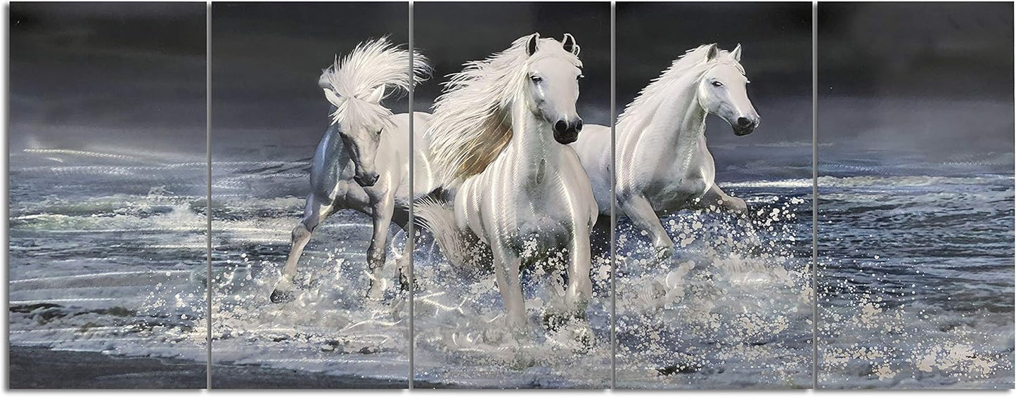 Yihui Arts Horse Metal Wall Art Hand Crafted Aluminum Artwork Modern 3D Animal Pictures for Living Room Bedroom Bathroom Decor