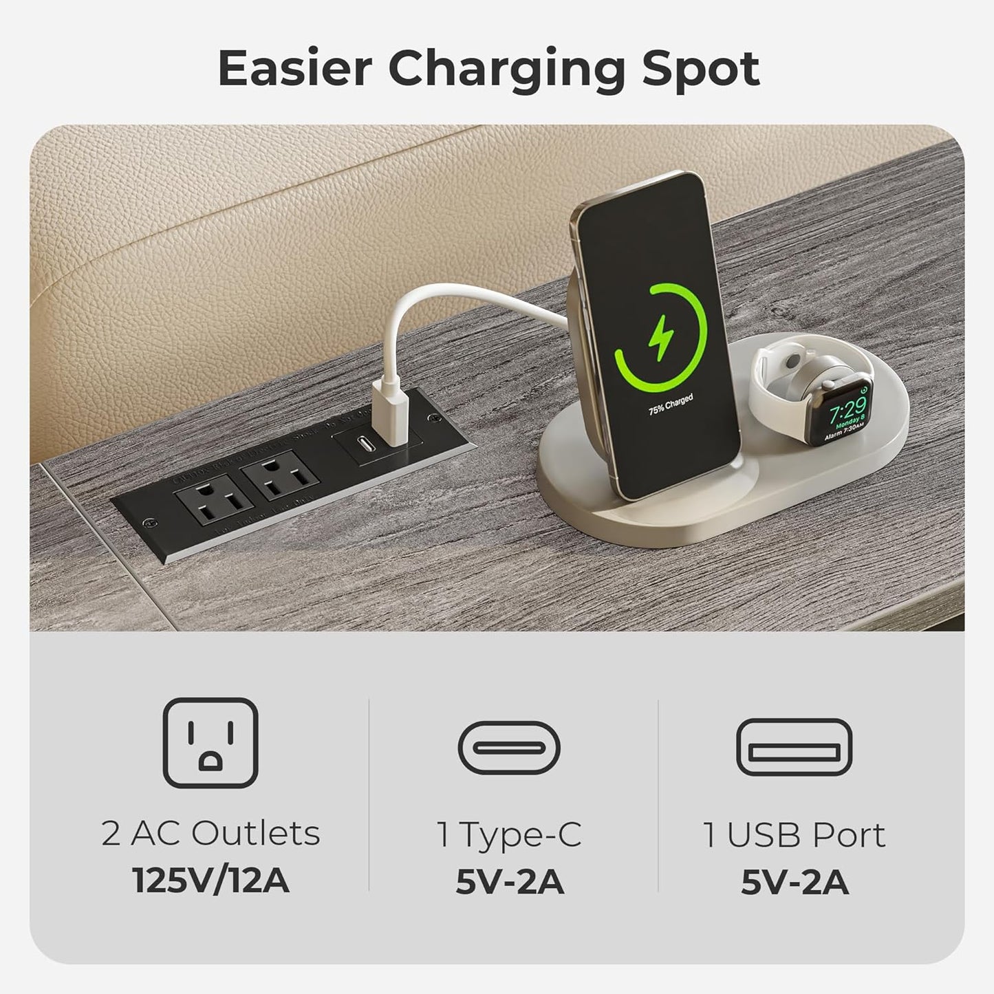 SUPERJARE 70 Inch Console Table with Outlets and USB-C Port, Extra Long Behind Couch Sofa Table with X-Shaped Design, Narrow for Entryway, Living Room, Metal Frame, Wooden Top, Grey