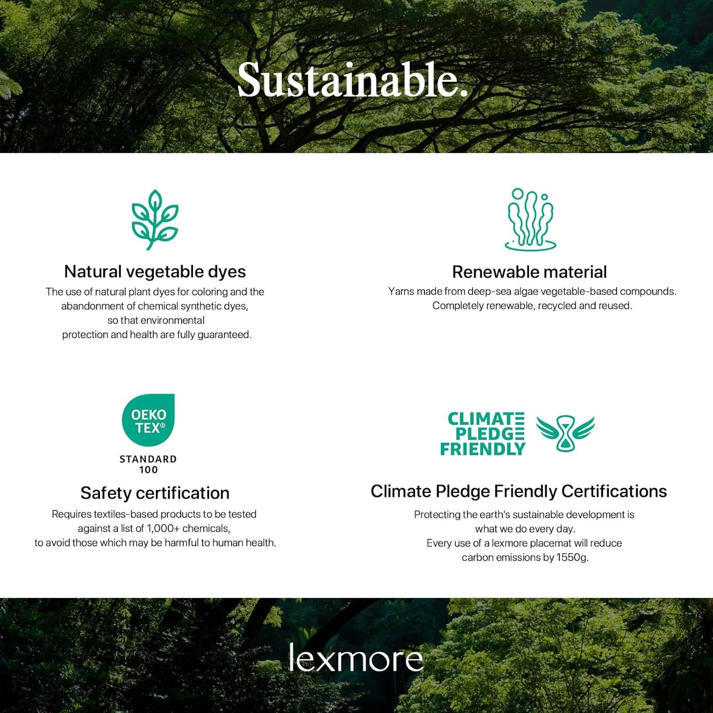 LEXMORE Placemats Set of 12 Vinyl/Plastic Woven Place Mats for Kitchen Table Indoor/Outdoor Washable Placemat Wipeable Dining Table Mats(Light Brown)