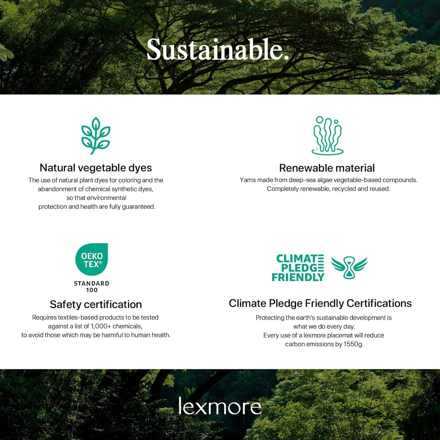 LEXMORE Placemats Set of 8 Vinyl/Plastic Woven Place Mats for Kitchen Table Indoor/Outdoor Washable Placemat Wipeable Dining Table Mats(G-Black Cube)