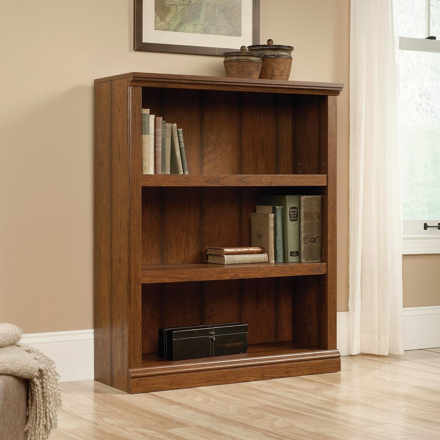 Sauder Miscellaneous Storage 3-Shelf Bookcase/ Book shelf, Washington Cherry finish