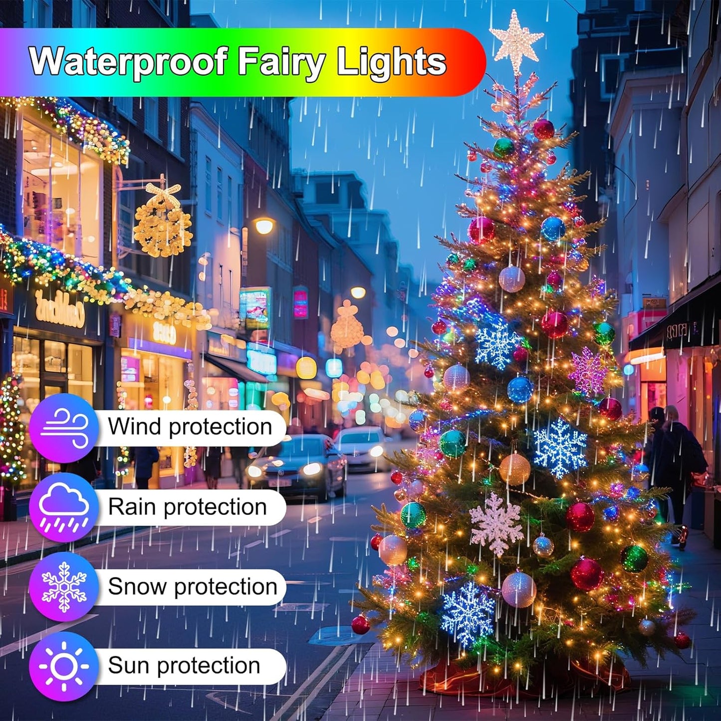 196 FT 600LED Christmas Lights Plug in,Multi Color Waterproof Fairy Lights with Timer/8 Modes, Christmas Tree Lights Lighting Outdoor Indoor Garden Party Wedding Christmas Tree Decoration