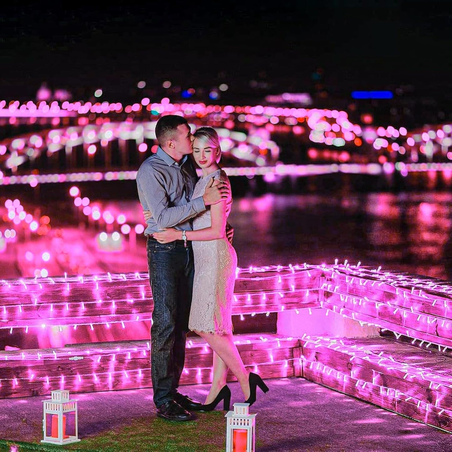 250 LED Pink String Lights Outdoor, 82ft Pink Christmas Lights 8 Modes Lights Clear Wire, Plug in Waterproof Fairy String Lights for Bedroom Christmas Decorations