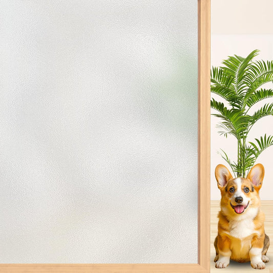 Niviy Frosted Glass Window Privacy Film with Free Installation Tools 23.6 x 236 Inch Static Cling Bathroom Window Frosting Film Day and Night Privacy Windows Cling Home Glass Door Cover