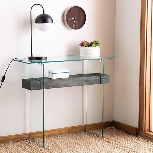 Safavieh Home Kayley Glass and Black Oak Console Table