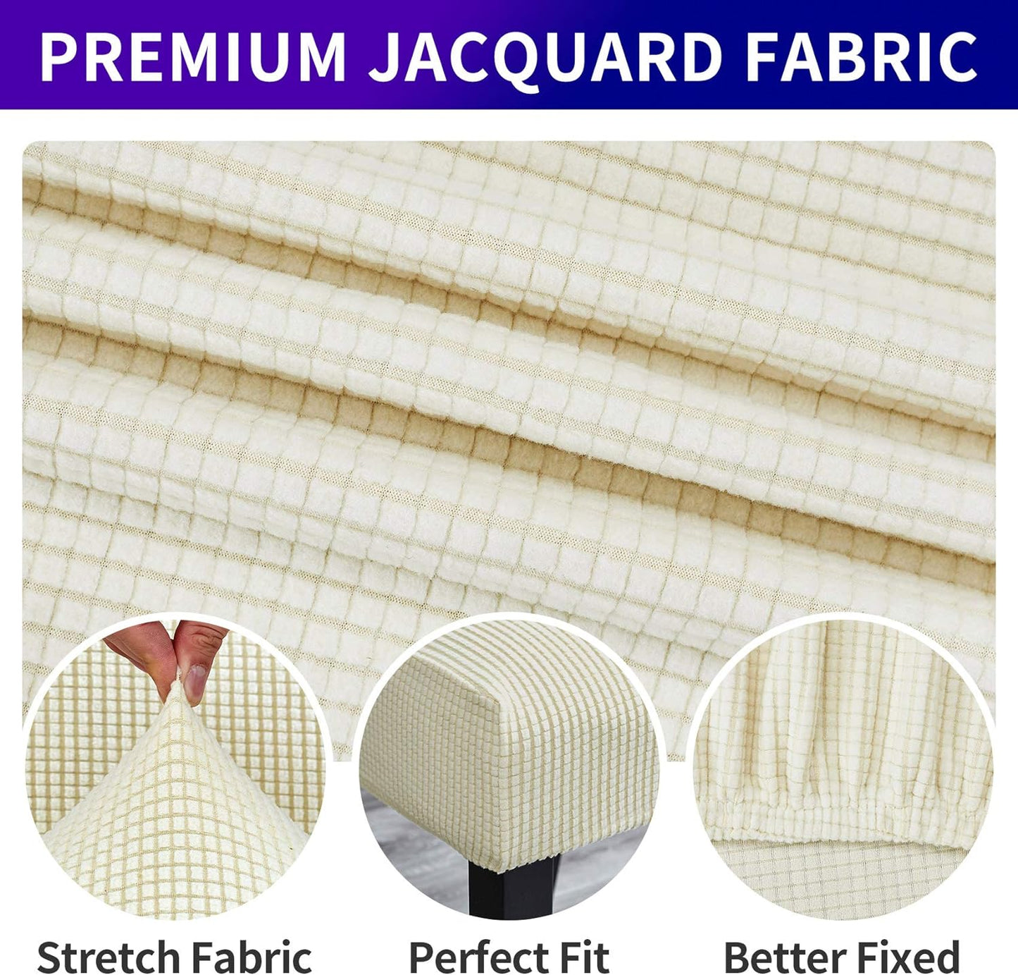 Howhic Stretch Chair Covers for Dining Room Set of 2, Removable Washable Dining Room Chair Covers, Dining Chair Slipcovers Seat Protector, Great Home Decor and Banquet Upholstery (Ivory, 2 Pack)