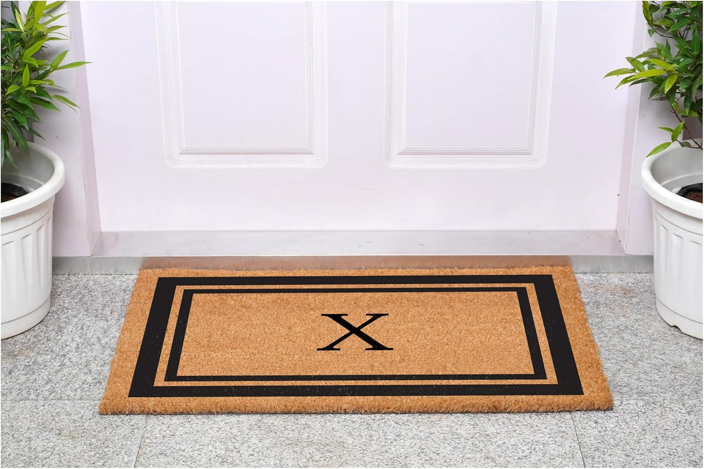 Calloway Mills 152962436X Black Border 24" x 36" Monogram Doormat, (Letter X)
