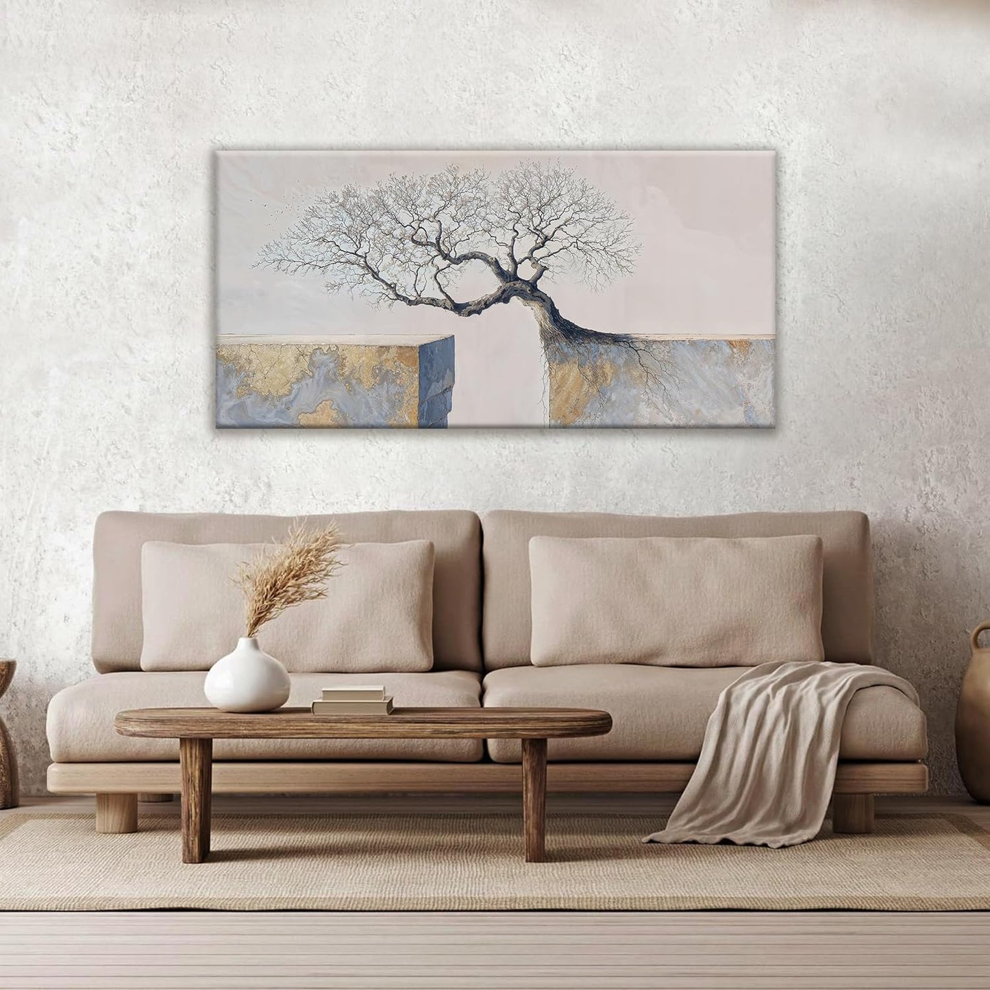 Suconvng Wall Art For Living Room Tree Of Life Landscape Motivational Wall Decor Painting Modern Canvas Art Wall Decor Prints Picture For Bedroom Apartment Office Wall Artwork 24" X 48"