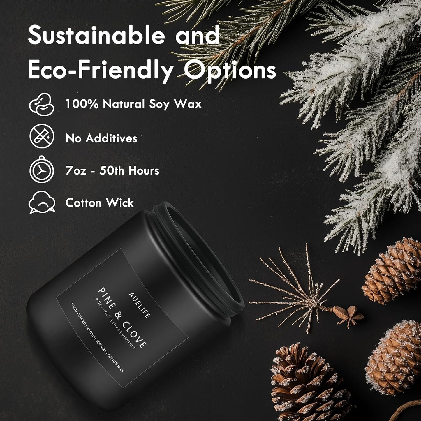 Pine & Clove Candle | Candles for Men - Masculine Candle, Soy Candles for Home Scented, Manly Scented for Home - Gifts for Men -7oz Black Jar