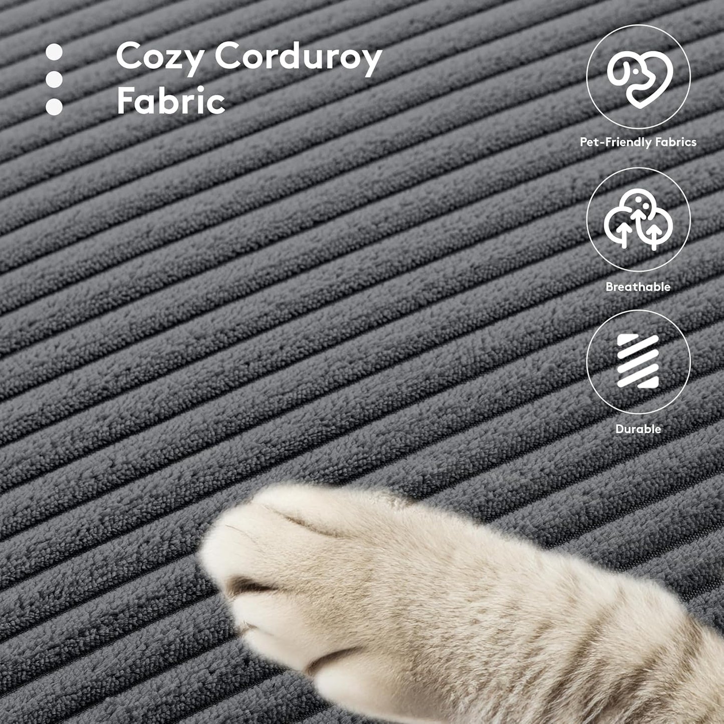 ROWHY 150'' Modular Sectional Sofa Cloud Couch, Corner Sofa Big Comfy Corduroy Oversized L Shaped Couch with 4 Pillows, Chaise, Ottoman, Deep Seat Couches for Living Room Office, Dark Grey