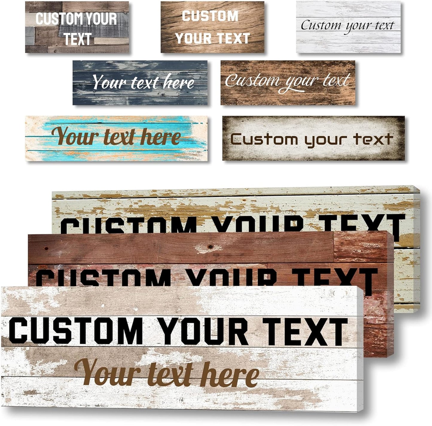 LZIMU Custom Text Signs Wall Decor Personalized Canvas Quote Family Sign Wall Art Wood Background Rustic Farmhouse Decor Framed (8"x24")