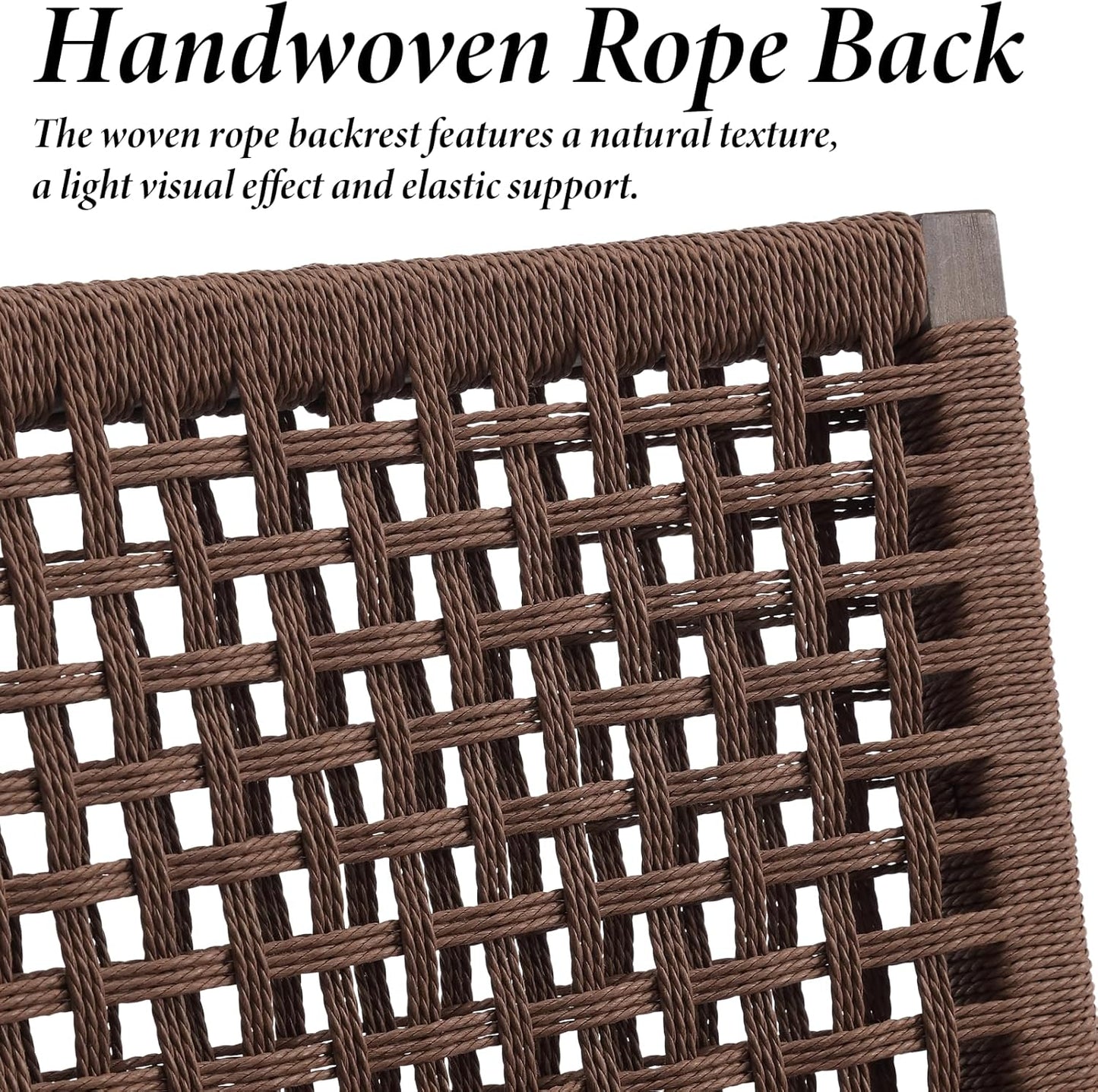 Kmax Farmhouse Dining Chairs Set of 2, Rustic Kitchen Chairs with Linen Fabric Seat and Woven Back, Vintage Accent Chairs for Dining Room, Living Room, Beige