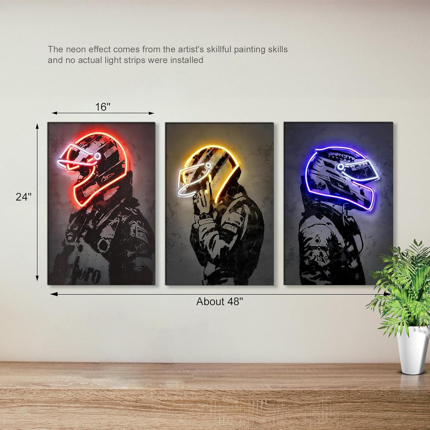 Sorventina Racing Wall Decor Painting, Sports Art Decor Neon Racing Poster Motorcycle Wall Art, Canvas Prints for Room, Bedroom, Bar, gamer room, Wrapped Canvas Frame(16x24, Yellow)