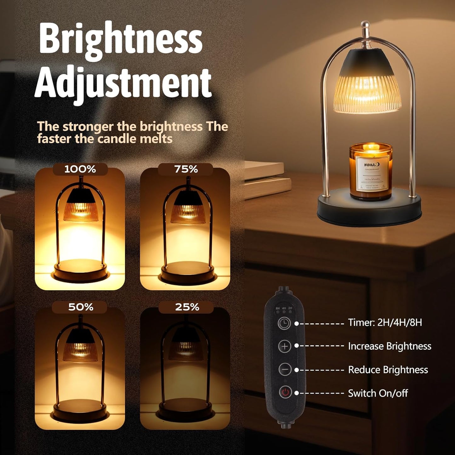 GEEZO Fragrance Candle Warmer Lamp，Electric Candle Warmer with Timer & Dimmer，Mom Christmas Birthday Gifts for Women, House Warming Gifts New Home Bedroom Decor