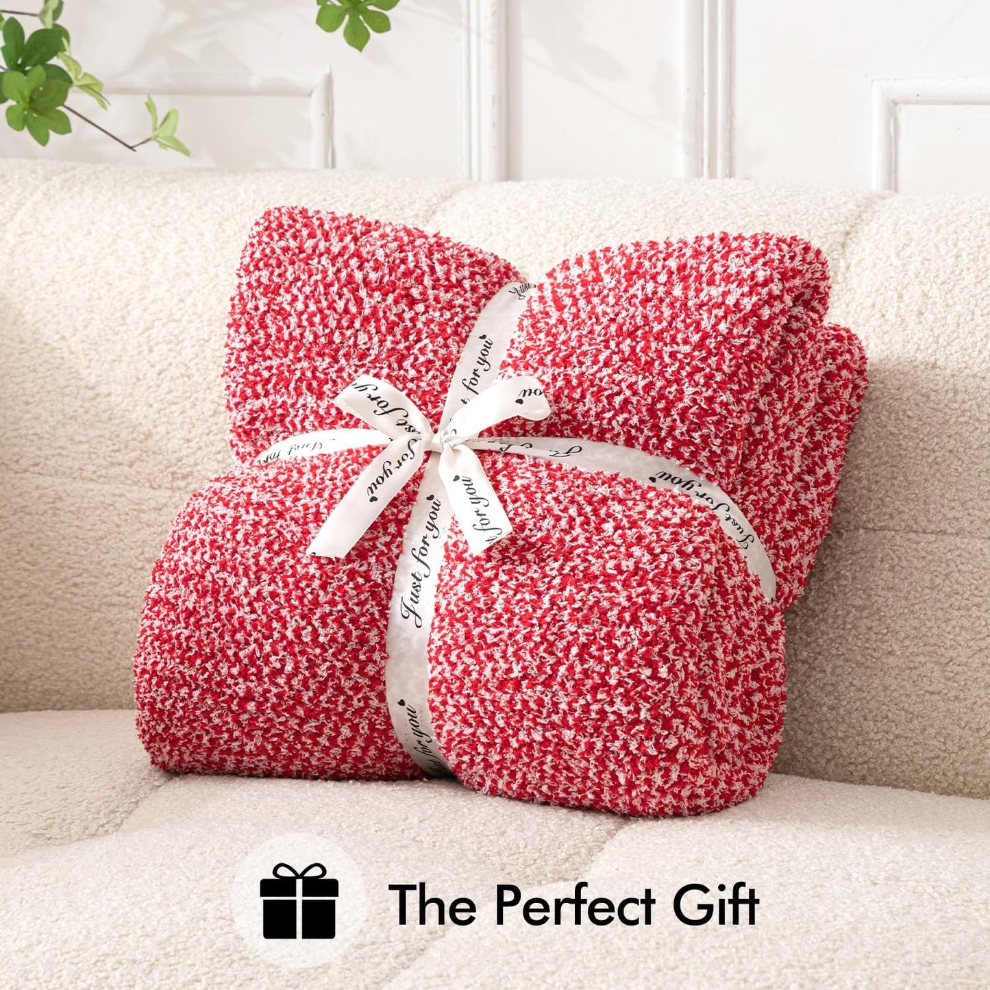 MIULEE Red Super Soft Throw Blanket for Couch, Cozy Fluffy Warm Blankets Lightweight Knit Throw Blankets for Sofa, Bed, Chair, Living Room, Camping, Picnic, 50 x 70 inch