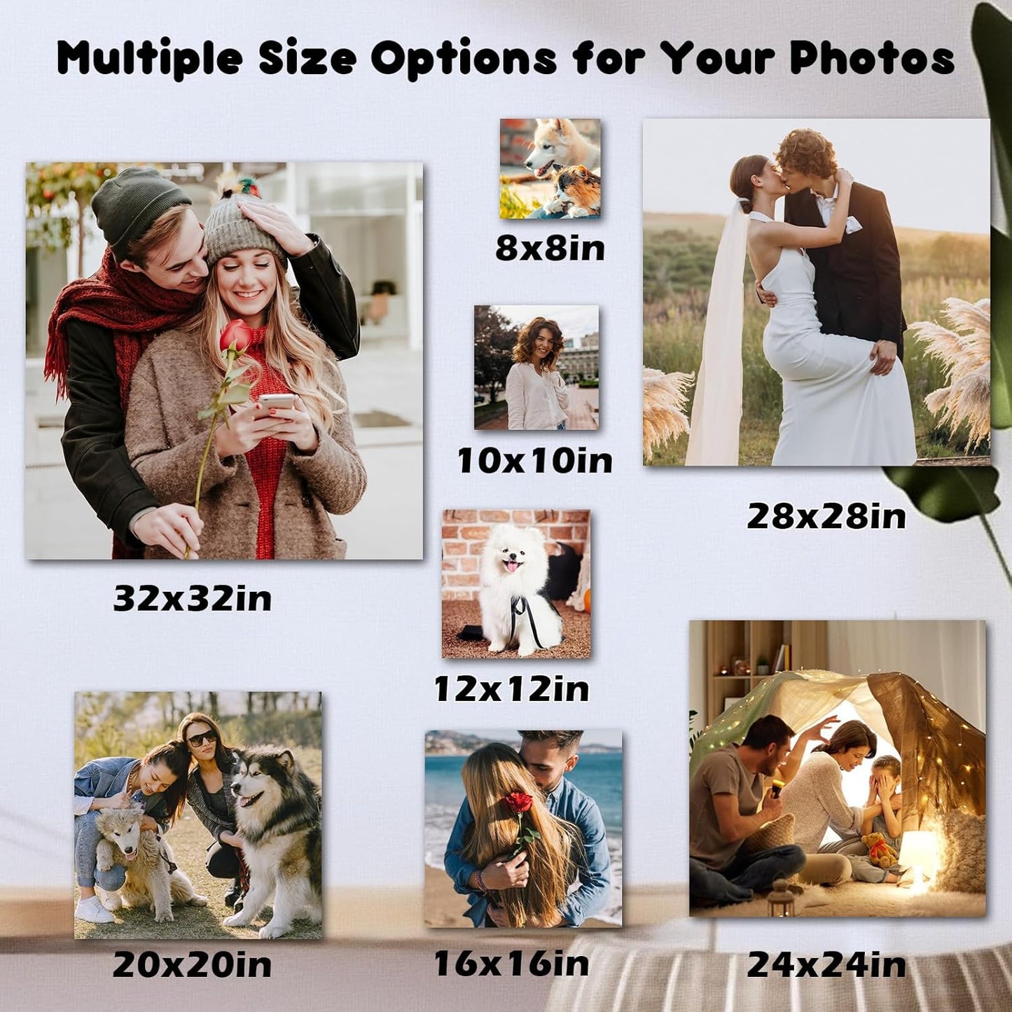 Personalized Custom Canvas Wall Art, Customized Canvas Prints With Your Photos, Custom Wall Art For Bedroom Unique Gift For Christmas Valentine'S Day Wedding Housewarming For Mom Women And Men 20×20