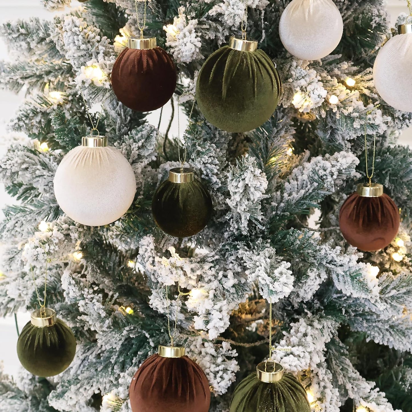 4inch Velvet Christmas Ornaments, 6pcs Multicolor Flocked Ornaments for Christmas Tree Decorations