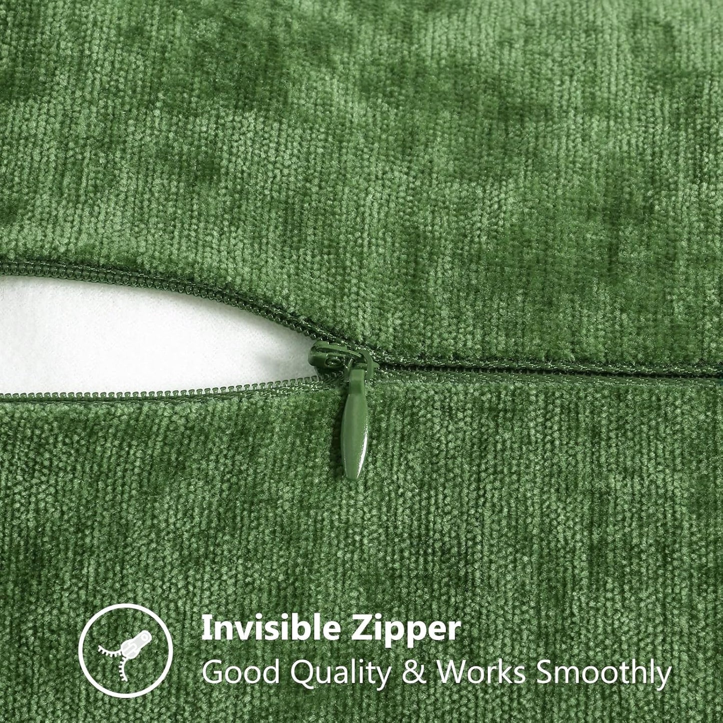 decorUhome Fall Chenille Soft Throw Pillow Covers 22x22 Set of 2, Farmhouse Velvet Neutral Decorative Euro Pillow Covers with Stitched Edge for Couch Sofa Bed Home Decor, Forest Elf