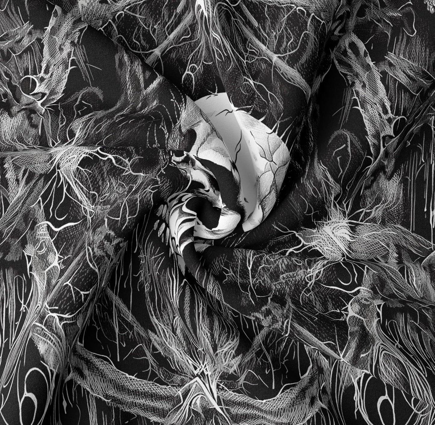 Tapzen Gothic Black and White Tapestry Wall Hanging - Dark Skeleton Horror Aesthetic for Bedroom, Living Room, Dorm (60 x 50 inches)