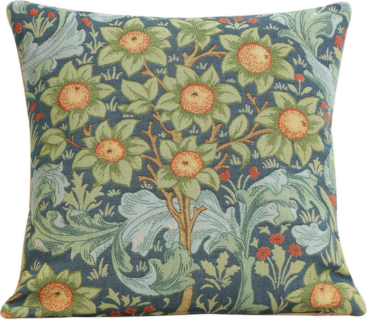 Charlotte Home Furnishings Decorative Tapestry Pillow Cover 19x19 in, Blue Arabesques Couch Throw Pillow Cover, French Country Square Cushion Cases for Bed Room Home Decor, Soft Cotton Jacquard Woven