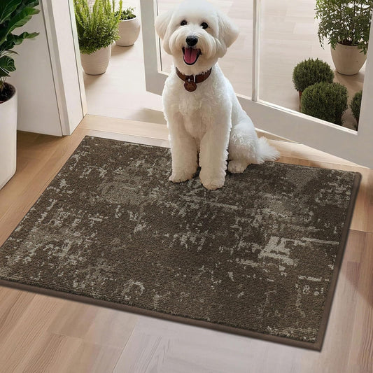 BEQHAUSE Dirt Trapper Door Mat 20"x32" Non-Slip Door Mats Washable Entryway Rugs Stain Resistant Doormat Absorbent Welcome Floor Mat for Front Back Door, Muddy Wet Shoes & Paws,Brown