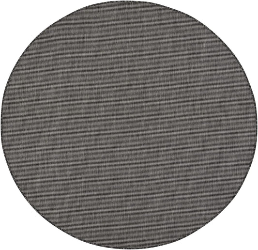Nourison Positano Indoor/Outdoor Charcoal 6' x Round Area Rug, Easy Cleaning, Non Shedding, Bed Room, Living Room, Dining Room, Backyard, Deck, Patio (6 Round)