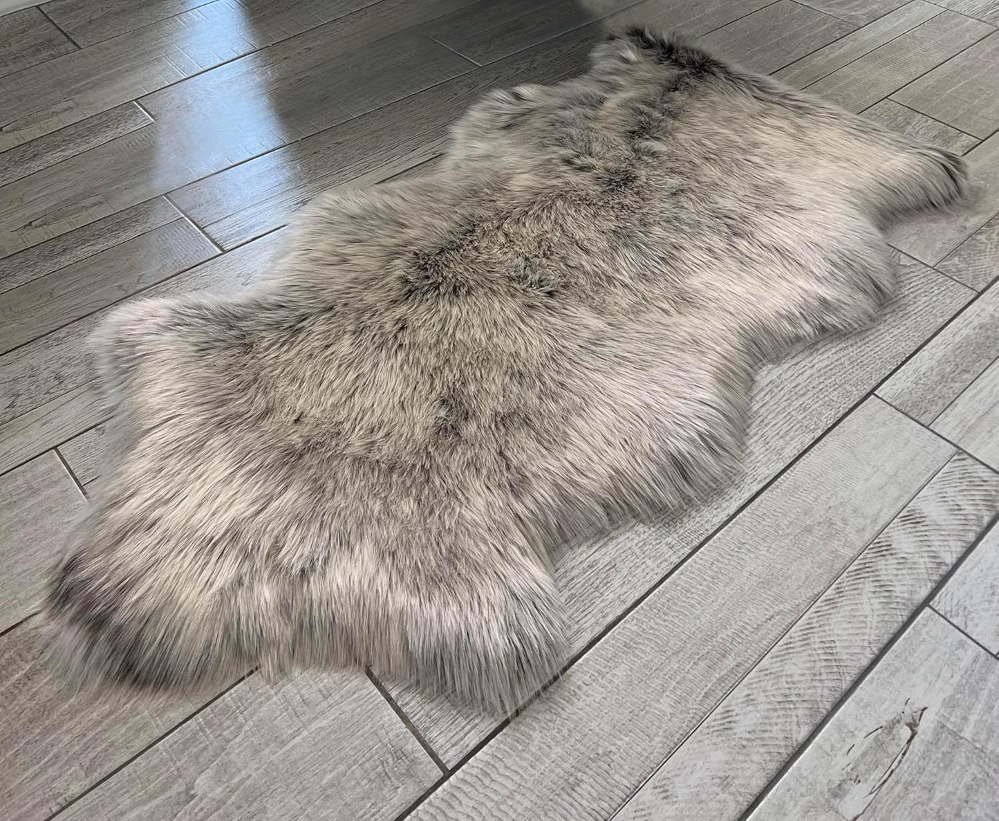 LAMBZY Faux Sheepskin Super Soft Hypoallergenic Free Shape Silky Shag Rug, Luxury Shaggy Plush Carpet for Bedroom Living Kids Room Sofa Rugs (Brown with Beige Tips, Single and a Half 2'x4')