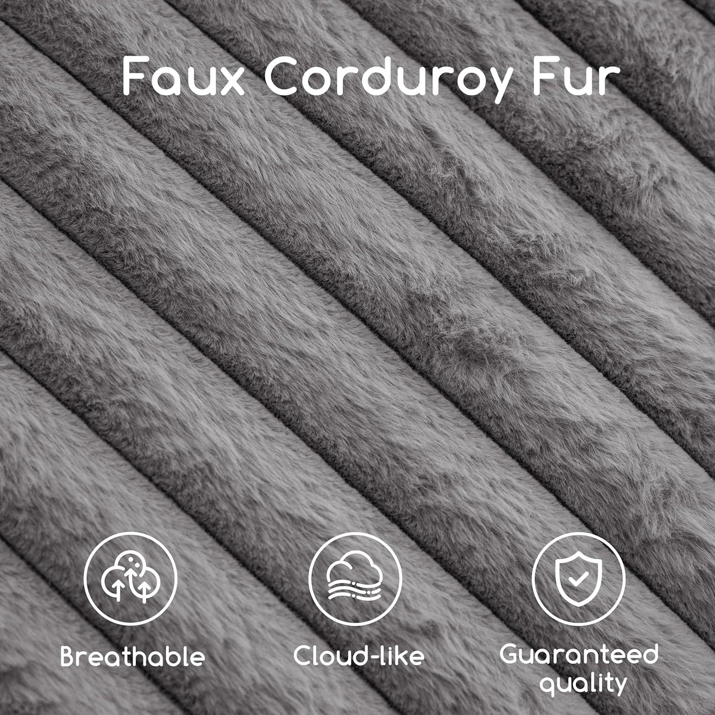 HIGOGOGO Round Stuffed Pouf Ottoman, Stripe Faux Fur Poufs with Foam Chunk Filling, Furry and Fluffy Pouf Foot Stool Storage Ottoman, 26 X 18 Floor Poufs Foot Rest for Living Room, Grey