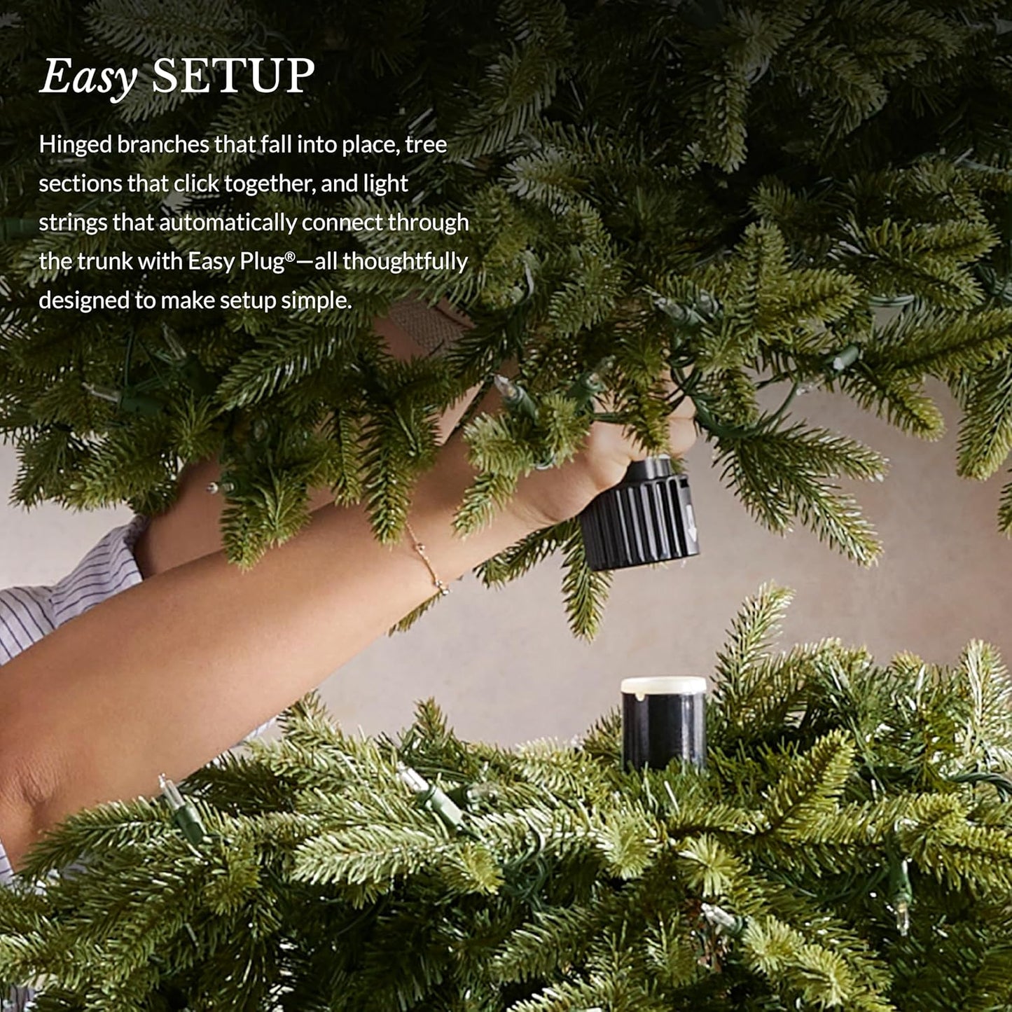 Balsam Hill 9.5ft Pre-Lit Classic Blue Spruce - Artificial Christmas Tree with 5,248+ Tips, 1600 Hand-Strung Clear LED Lights, Easy Plug System & Premium Stand for Indoor Holiday Decorating