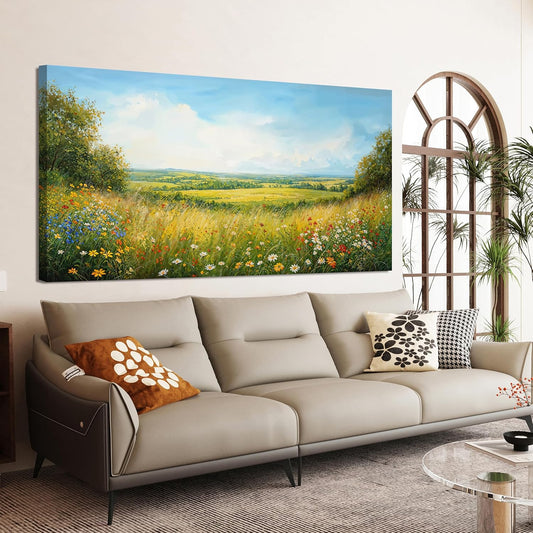 AIXMGSJS Canvas Wall Art Decor Modern Landscape Large Wall Art For Living Room Green Botanical Wall Art Artwork For Wall Green Floral Wall Decor Canvas Prints Art Work For Home Office Decor 24" X 48"