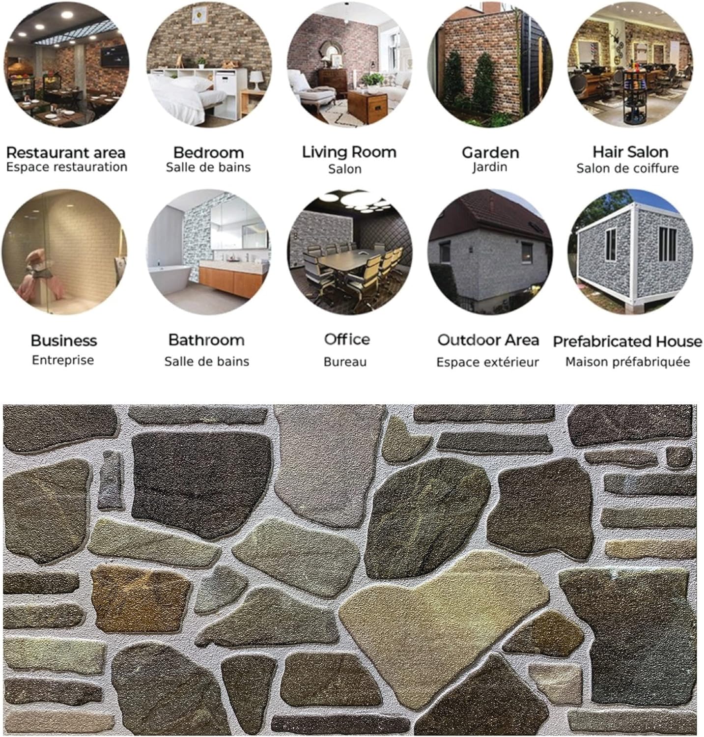 Dundee Deco 3D Wall Panels - Cladding, Charcoal Green Beige Stone Look Wall Paneling, Styrofoam Facing for Interior and Exterior Applications, DIY, Set of 5, Covers 27 sq ft