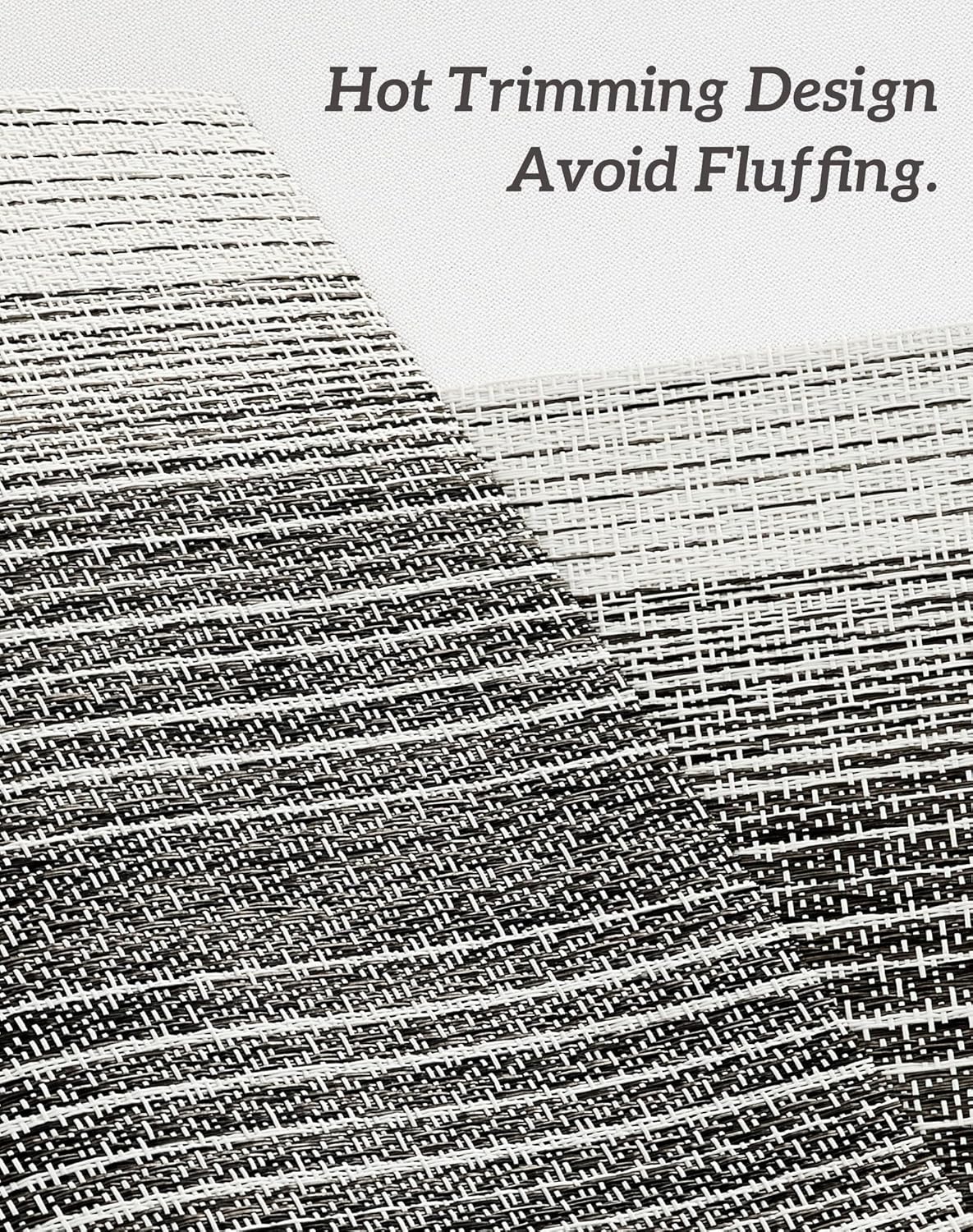 Leetaltree Black with White Woven Placemats Set of 4 - Heat Resistant Non-Slip Place mats for Dining Table, Washable Durable PVC Vinyl Woven Table Mats(Black with White, 4)