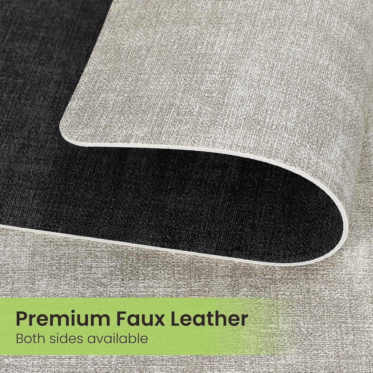 Faux Leather Dual Sided Placemats Set of 4, Square Non-Slip Heat Resistant Placemats with Coaster, Reversible wipeable Waterproof Table Mats for Kitchen, Dining, Outdoor (4, Black Light Gray)