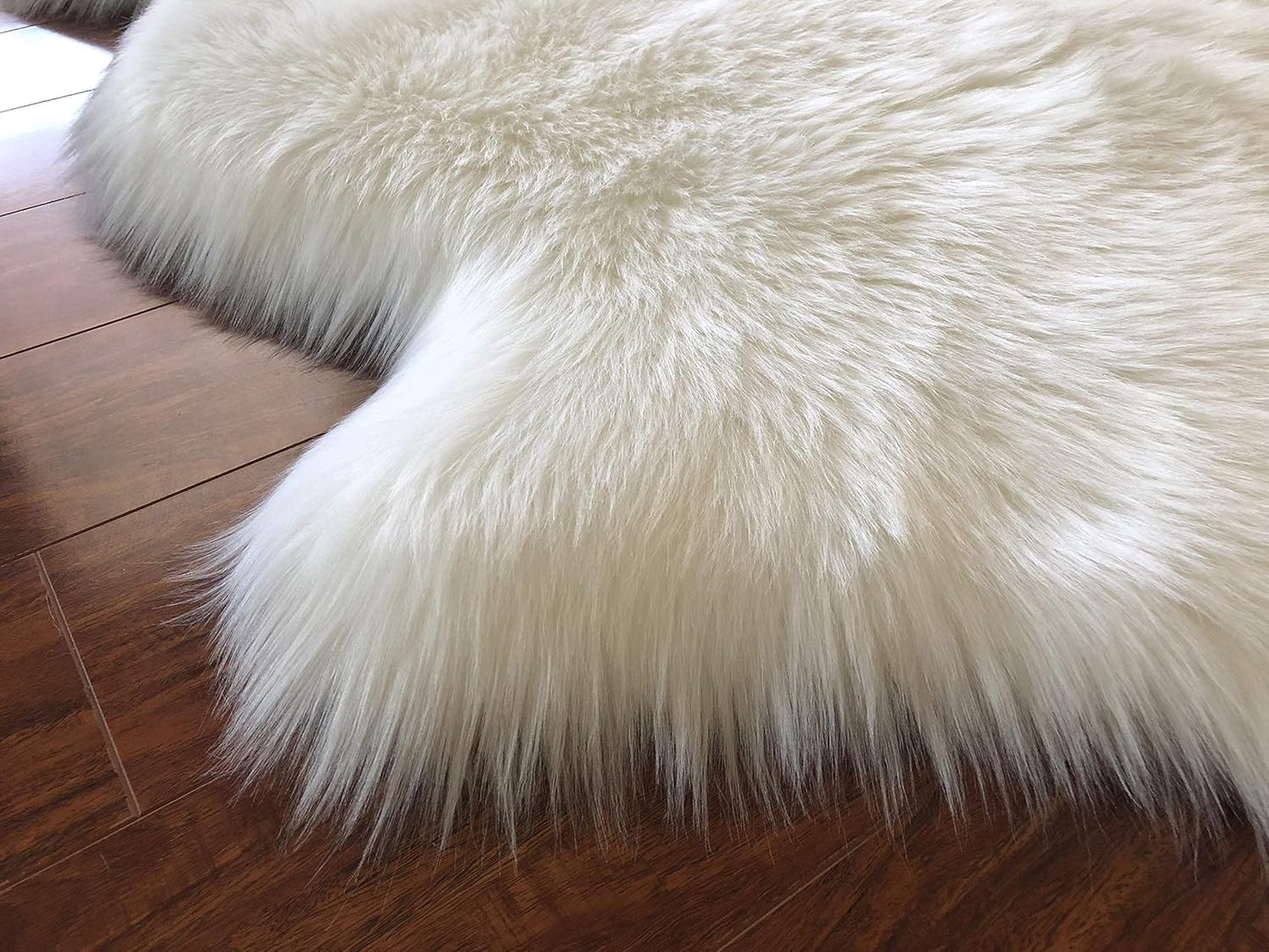 LAMBZY Faux Sheepskin Hypoallergenic Free Shape Silky Shag Rug, Luxury Shaggy Silky Plush Carpet for Bedrooms Rugs Living Room Kids Rooms Floor Rugs (Duo Decto 12 Pelts 6'x12', White)