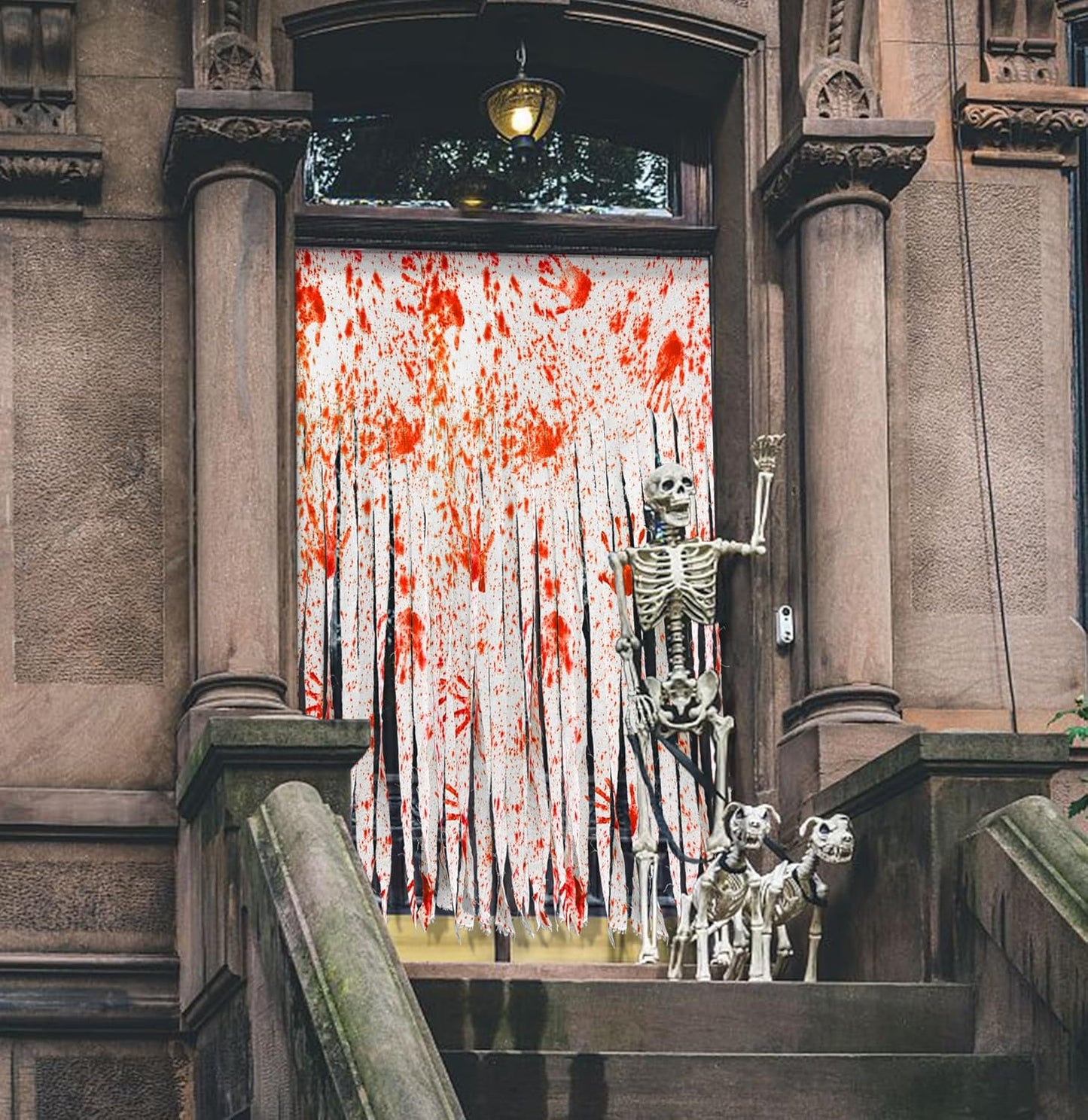 Sfcddtlg 2 Pcs Halloween Door Curtains - 85 x 59 Inch Bloody Handprint Doorway Decorations - Scary Creepy Curtain Cloth for Halloween Party Haunted House Decoration