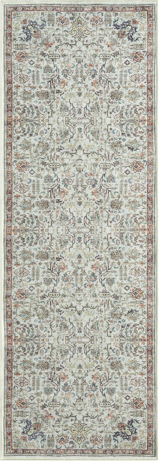 Keen Home Design 2x7 Rug - Machine Washable Runner Rug with Non-Slip Backing, Ideal for Hallway, Entryway, Kitchen, Laundry Room - Vintage, Easy Clean, Durable, Low Pile Rug - (2'6" x 7')