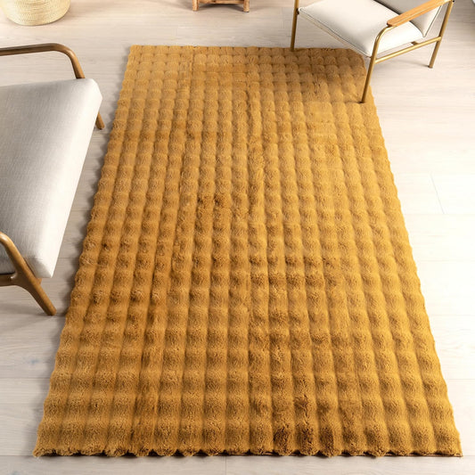 nuLOOM Jeni Checkered 5x8 Machine Washable Area Rug for Living Room Bedroom Dining Room Kitchen, Gold