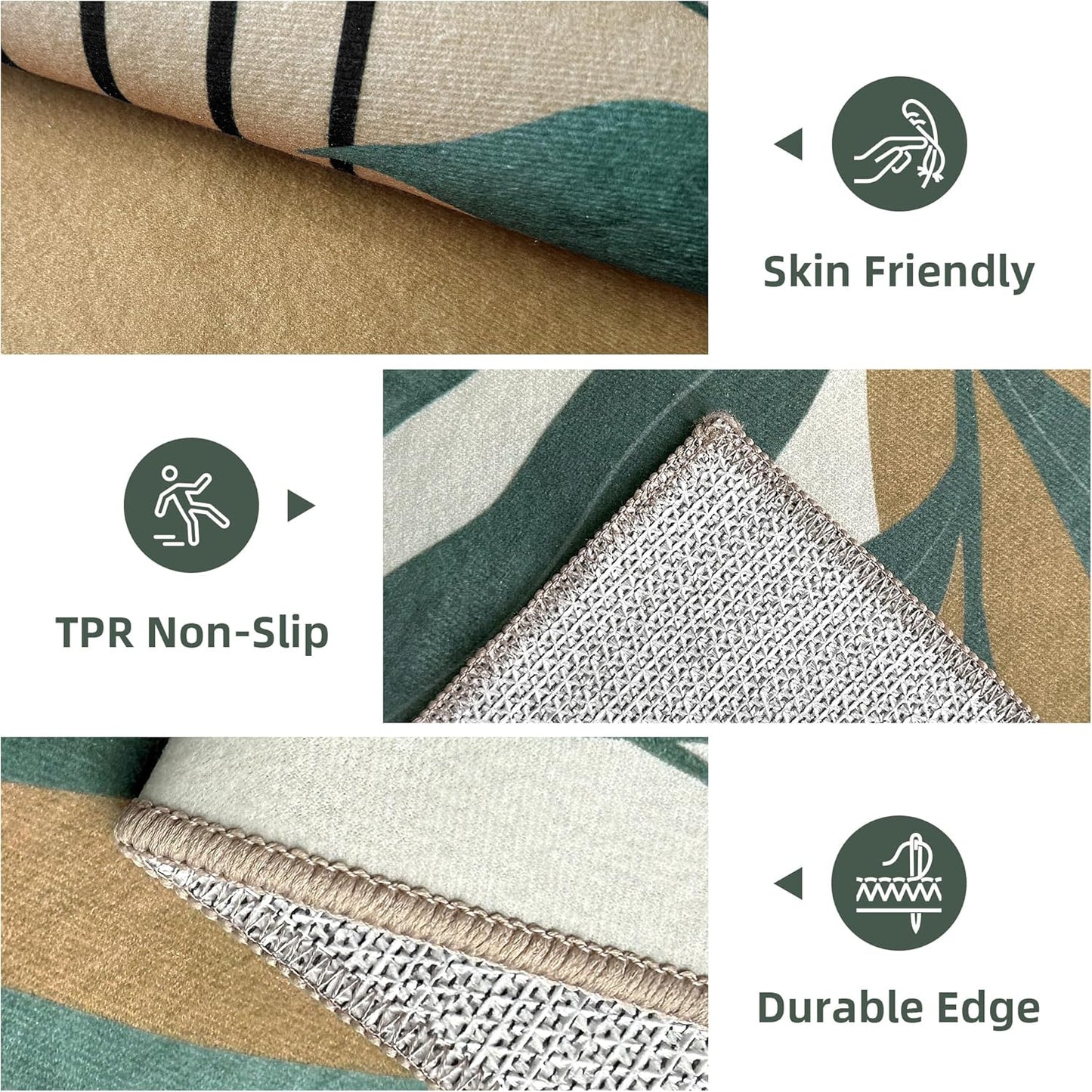 Indoor Outdoor Area Rug, Mid Century Sun Outdoor Patio Rug,Washable Abstract Art Leaves Eucalyptus Runway Rugs Non-Slip Carpet for Camping, Bedroom, Deck(8x10)