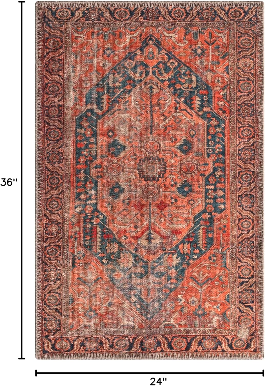 Keen Home Design 2x3 Rug - Machine Washable Entry Rug with Non-Slip Backing, Ideal for Enteryway, Kitchen, Bathroom, Laundry Room - Vintage, Easy Clean, Durable, Low Pile Rug - (2' x 3')