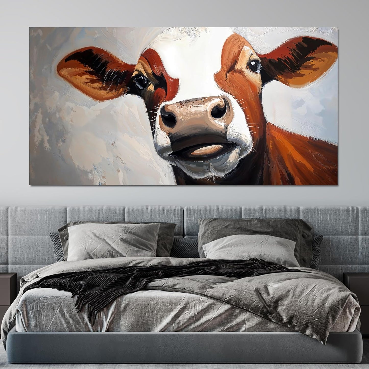 Canvas Wall Art Decor Canvas Abstract Large Living Room Decor Wall Highland Cow Modern Abstract Wall Art Black And White Wall Art Canvas Print Work For Home Kitchen Office Wall Decor 29" X 58"