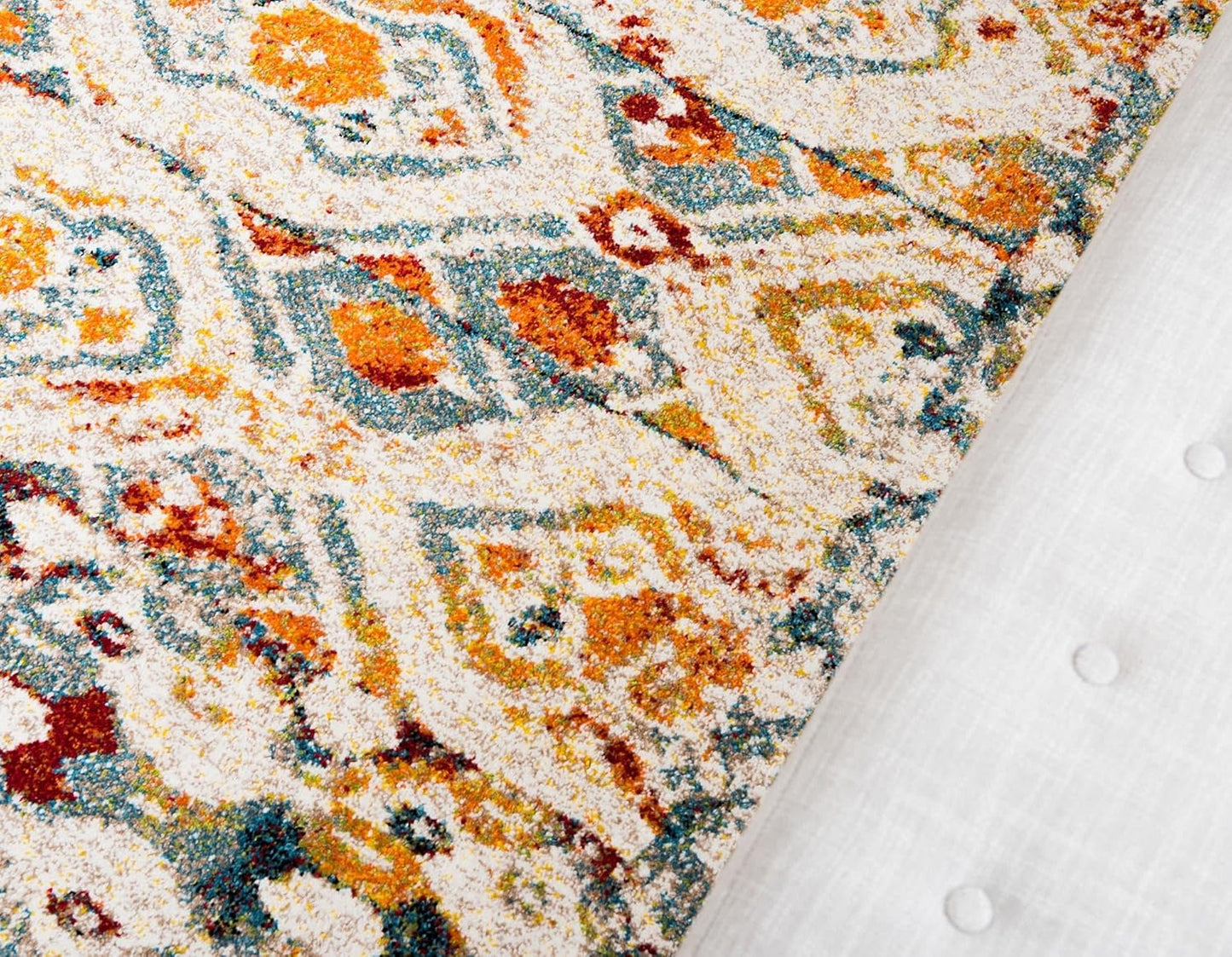 Unique Loom Rosso Collection Vintage, Geometric, Bohemian, Traditional, Distressed, Southwestern Area Rug, 5' 0" x 8' 0", Multi/Ivory