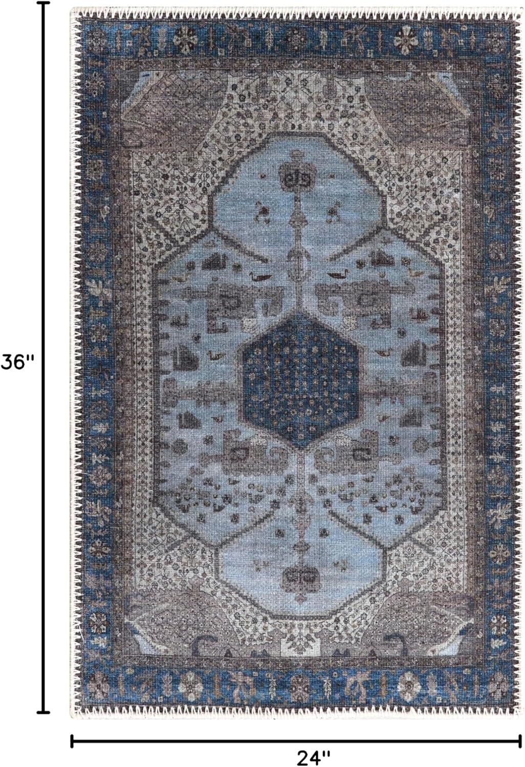 Keen Home Design 2x3 Rug - Machine Washable Entry Rug with Non-Slip Backing, Ideal for Enteryway, Kitchen, Bathroom, Laundry Room - Vintage, Easy Clean, Durable, Low Pile Rug - (2' x 3')