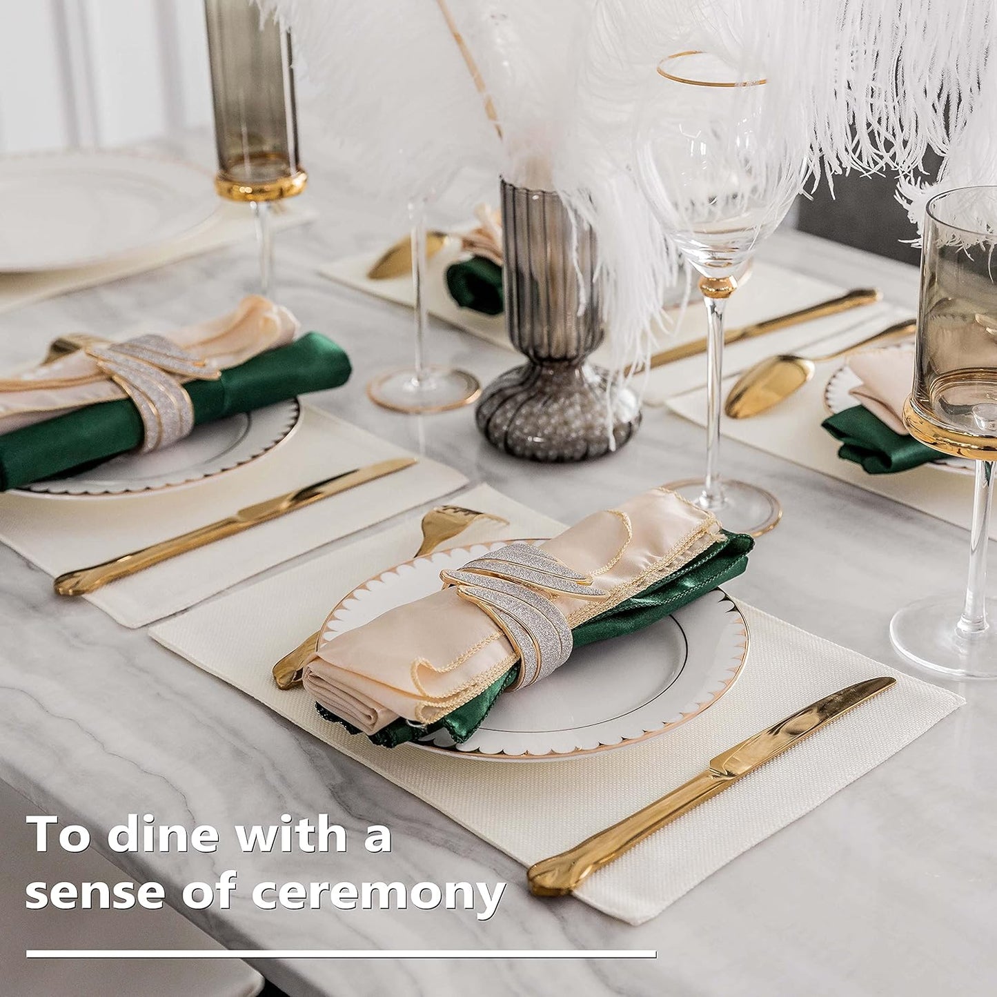 Home Brilliant Place Mats Indoor Set of 6 Cloth Place Mat Heat Resistant Dining Table Place Mats for Kitchen Table, 13 x 19 inches, Cream