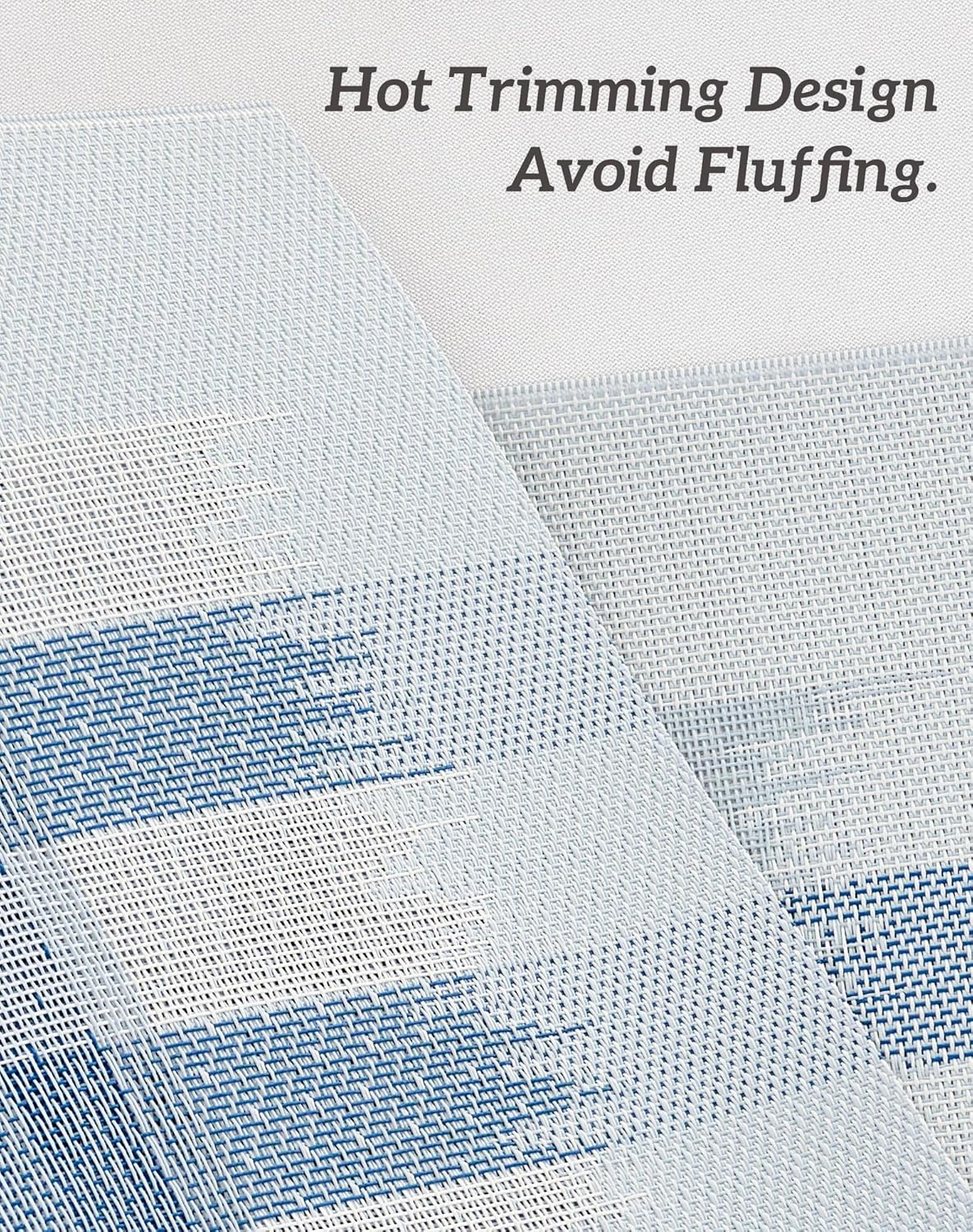 Leetaltree Geometric Print Blue Placemats Set of 4 - Heat Resistant Non-Slip Place mats for Dining Table, Washable Durable PVC Vinyl Woven Table Mats (Geometric Blue, 4)