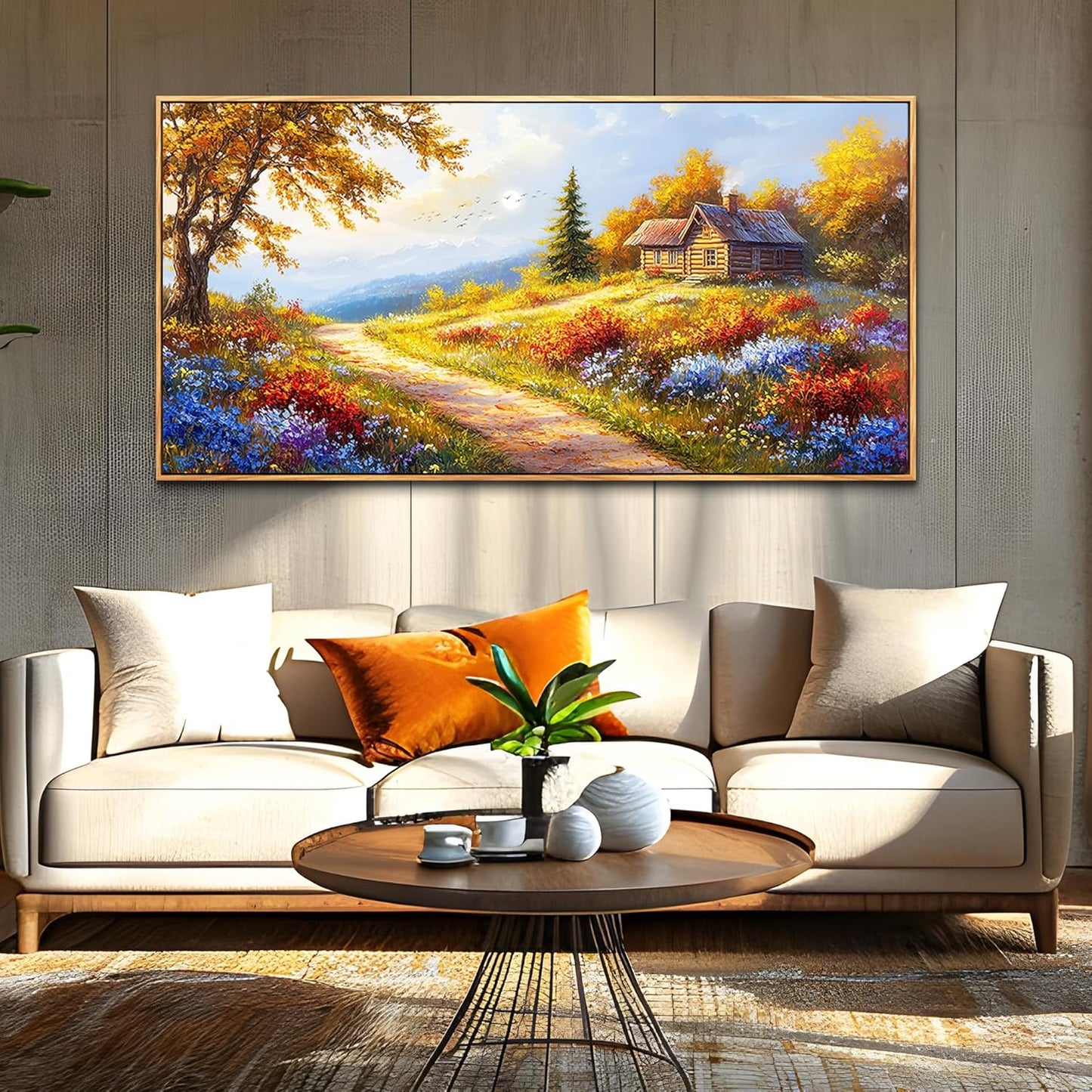 KELIYUAN Large Wall Art For Living Room Framed Canvas Wall Decor For Office Decorations For Bedroom Landscape Painting Pictures Prints Artworks Restaurant Kitchen Mural Modern Home Decor 20"X40"